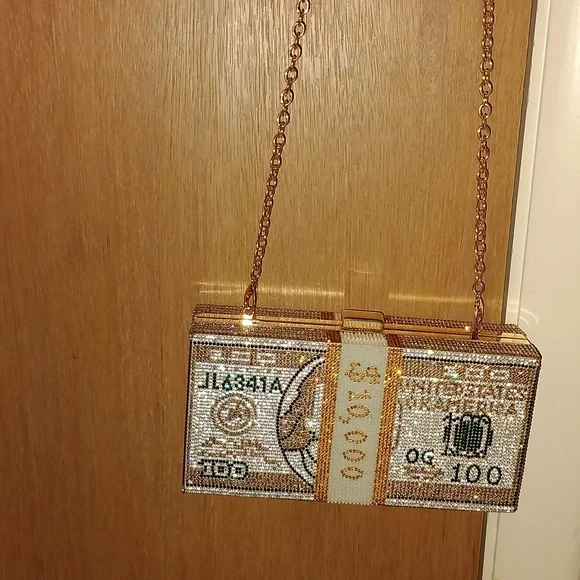 🎉Host Pick🎉 Gold Money Clutch With Rhinestones - Picture 6 of 6